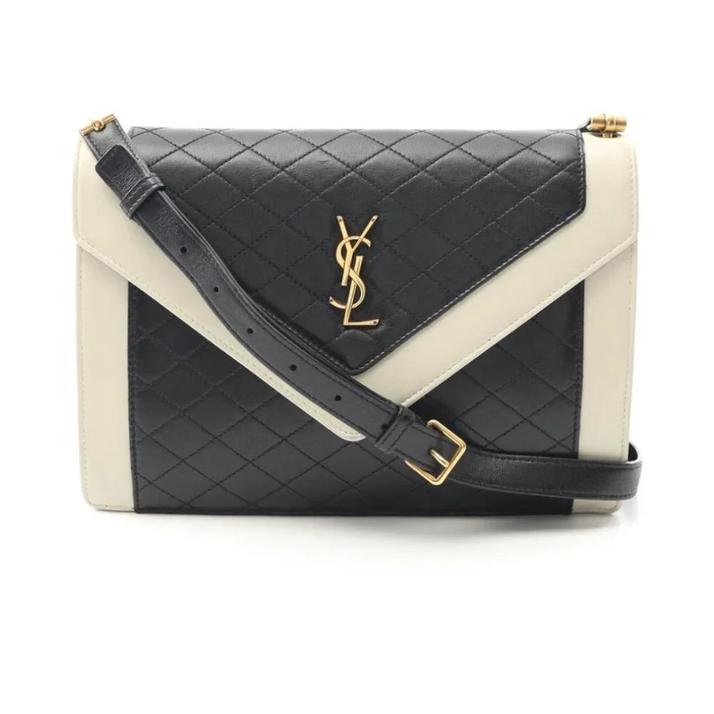 YSL Black and White Lambskin Gaby Satchel Bag - Picture 1 of 12
